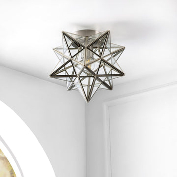 Stella 12" Moravian Star Metal/Clear Glass LED Flush Mount